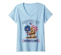 Women's Memorial Day Remember Honor Fallen Soldier Patriotic America V-Neck T-Shirt