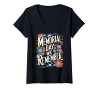 Womens Memorial Day We Remember Tribute V-Neck T-Shirt