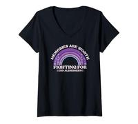 Womens Memories Are Worth Fighting For End Alzheimer's Support V-Neck T-Shirt
