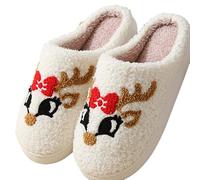Women's Memory Foam Non-Slip Home Slippers - Closed Toe, Arch Support, Fluffy Mule Slippers for Christmas