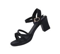 Womens Memory Foam Sandals Womens Flatform Sandals Women's Summer One Line Buckle Open Toe High Heel Art Women 7 Wide Foot for (Black, 4.5)