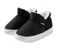 Womens Memory Foam Thermal Slippers Soft Cozy Women's Corduroy Bag Heel Indoor and Outdoor Thick Eva Sole Warm Thickened Cotton Slippers Fuzzy Slippers for Women Indoor (Black, 5.5)