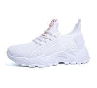 Womens Memory Foam Trainers Womans Trainers Wide Running Shoes Lace Up Comfortable Orthopedic Sneakers Lightweight Anti-Slip Walking Trainer Casual Arch Support Sport Shoes Women White Size 4.5