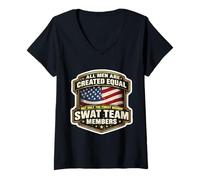 Women's Men Created Equal Only The Finest Become SWAT Team Members V-Neck T-Shirt