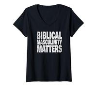Womens Men Of Faith Biblical Leadership Traditional Masculine Role V-Neck T-Shirt