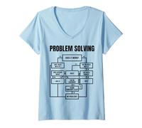 Womens Men Problem Solving Chart - Flow Chart Geek Nerd Funny Gift V-Neck T-Shirt