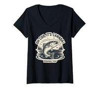 Womens Men’s Canada Fishing Trip Humor with Friends V-Neck T-Shirt