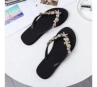 Womens Men Slippers Flip Flops Shell Adorned Flip Flop Sandals Beach Sandals Surf Slip-On Shoes-Noir_38