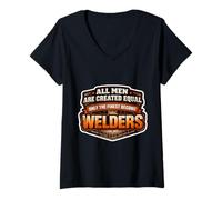 Women's Men were Created Equal Only The Finest Become Welders Funny V-Neck T-Shirt