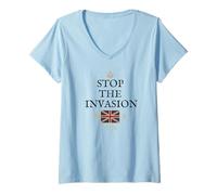 Womens MEN WOMEN PATRIOTIC BRITAIN SUPPORT ENGLISH INVASION UK V-Neck T-Shirt