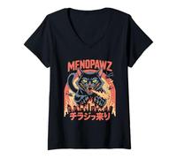 Women's Menopause Menopausal Women Flushes Hormonal The Change Cat V-Neck T-Shirt
