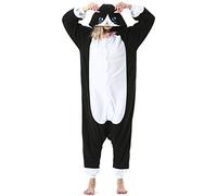 ULEEMARK Women's Men's Adult Pajamas Unisex Animal Onesies Novelty Pyjamas Black Cat Nightwear Halloween Homewear Cosplay Costume Loungewear OnePiece for Height 148-187CM