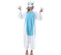 Women's Men's Adult Pajamas Unisex Animal Onesies Novelty Pyjamas Blue Unicorn Nightwear Halloween Homewear Cosplay Costume Loungewear Onepiece for Height 148-187CM