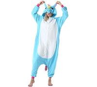 ULEEMARK Women's Men's Adult Pajamas Unisex Animal Onesies Novelty Pyjamas Unicorn Blue Nightwear Halloween Homewear Cosplay Costume Loungewear OnePiece for Height 148-187CM