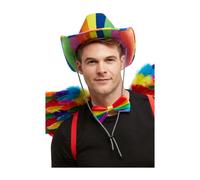 Smiffys Rainbow Stetson Hat, Multi-Coloured, Rainbow/Gay Pride Items Fancy Dress, Adult Dress Up Hats