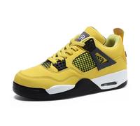 Womens Mens Air 4 Retro Classic Skate Trainers Casual Sneakers Lightweight BasketballShoesWork Running Walking Zapatos Ideal for Couples YQ041 Yellow UK 3.5