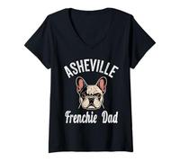 Womens Mens Asheville Frenchie Dad Shirt French Bulldog Dog Lover V-Neck T-Shirt