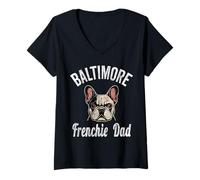 Womens Mens Baltimore Frenchie Dad Shirt French Bulldog Dog Lover V-Neck T-Shirt