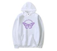Women's Men's Black Hoodie Funny Butterfly Print Pullover Sweatshirt Olivia Rodrigo Long Sleeve Crew Neck Hoodie Singer Hip Hop Street Hoodie XS-3XL-White||M