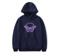 Women's Men's Black Hoodie Funny Butterfly Print Pullover Sweatshirt Olivia Rodrigo Long Sleeve Crew Neck Hoodie Singer Hip Hop Street Hoodie XS-3XL-Blue||XL