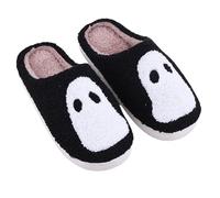 Women's Men's Cartoon Ghost Face Comfortable Warm Slippers - Women's Plush Halloween Cartoon Slippers Unisex Mules Slippers Cute House Slippers Felt Slippers Non-Slip, black, 8 UK