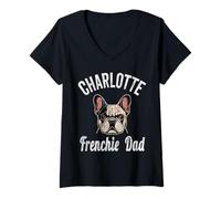 Womens Mens Charlotte Frenchie Dad Shirt French Bulldog Dog Lover V-Neck T-Shirt