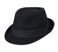 Womens Mens Classic Felt Trilby Hat Short Brim Fedora Hat Black Manhattan Gangster Jazz Hat for Unisex
