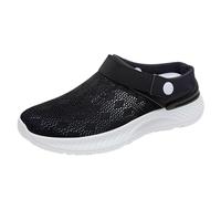 Women's Men's Clogs Mules Slip-On Shoes Women's One Foot Stirrup Mom Shoes Fly Weaving Breathable Slippers with Flat Bottom Fashionable Casual Shoes Summer Shoes Trainers Walking, black, 8 UK