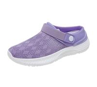 Women's Men's Clogs Mules Slip-On Shoes Women's One Foot Stirrup Mom Shoes Fly Weaving Breathable Slippers with Flat Bottom Fashionable Casual Shoes Summer Shoes Trainers Walking, purple, 8 UK