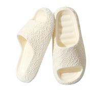 Womens Mens Cute Cartoon Sliders Lightweight Casual Slippers Embossed Pattern Open Toe Sandals Comfortable Flat Shoes for Daily Wear White