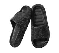Womens Mens Cute Cartoon Sliders Lightweight Casual Slippers Embossed Pattern Open Toe Sandals Comfortable Flat Shoes for Daily Wear Black