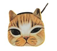 Womens Mens Cute Cat Kitten Kitty Animal Lovers Funny Christmas Birthday Gift Realistic Face Small Coin Change Money Makeup Zipper Holder Wallet Pouch Purse (Angry Ginger)