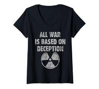 Womens Mens Distressed Cool Quote All war is Based on Deception V-Neck T-Shirt