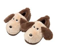 Women's Men's Dog Head Plush Fuzzy Slippers Cute Springer Spaniel Shape Anti-Skid Thick Sole House Fluffy Faux Fur Lined Shoes