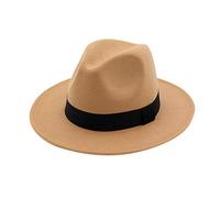 Womens & Mens Fedora Hats,Solid Ribbon Wide Brim Fedora Hats Floppy Panama for Women Men Jazz British Hats for Men M Khaki 2