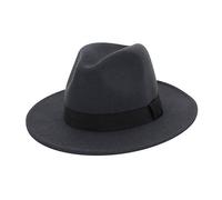 Womens & Mens Fedora Hats,Solid Ribbon Wide Brim Fedora Hats Floppy Panama for Women Men Jazz British Hats for Men M Dark Gray