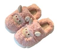 Women's Men's Fuzzy Animal Slippers Cute Sheep Fluffy Plush Open Back & Closed Back Cozy Soft Memory Foam Non-slip House Shoes(A-Pink,UK 9.5)