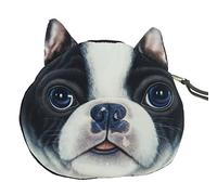 Womens Mens Girls Boys Cute Kids Teens Dog Puppy Doggy Animal Lovers Funny Christmas Birthday Gift Realistic Face Coin Change Money Makeup Zipper Holder Wallet Pouch Purse (Boston Terrier)