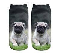 Women's Men's Girls Boys Girlfriend Teens Socks Full Print Low Ankle Pug Dog Owl Unicorn Cat Flamingo Jogging Running Fitness Gym Sport Yoga Summer Funky Animal 3D Fashion Socks (Pug Dog)