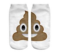 Women's Men's Girls Boys Socks Full Print Low Ankle Pug Dog Jogging Running Fitness Gym Sport Yoga Summer Funky Animal 3D Fashion Socks (UK 3-6, EMOJI POOP)