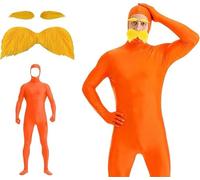 Women's Men's Greenscreen Suit Unisex Full Body Suit Halloween Carnival Full Body Slenderman Costume Bodysuit Orange Carnival Costume Women's Open Face Cosplay Jumpsuit Full Body Suit Orange