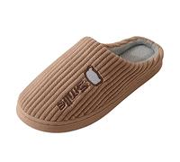 Womens Mens House Slippers Fuzzy Ladies Memory Foam Checkered Slippers Slip on Anti-Skid Sole Bedroom Cloud Ladies Slippers Indoor Outdoor with Fur Lining Khaki