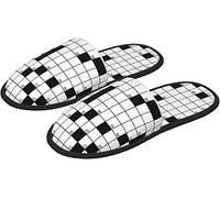 Womens Mens House Slippers Word Search Puzzle Crossword Slippers Casual Plush Slip On House Anti-Skid Man House Shoes, For Indoor Outdoor, Men, Women, M