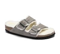 Women's/men's insulated flip-flops Birkenstock Arizona Shearling Stone Coin suede with lamb's wool narrow (1017403)