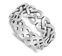 WOMENS/MENS Irish Open Celtic Knot Eternity Ring - 925 Sterling Silver - Irish Celtic Jewellery - Size L