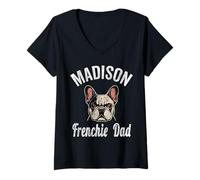 Womens Mens Madison Frenchie Dad Shirt French Bulldog WI Dog Lover V-Neck T-Shirt