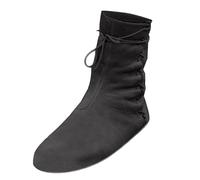 Women's Men's Medieval Renaissance Boots Faux Leather Lace Up Mid Calf Viking Pirate Boots Vintage Gothic Halloween Cosplay Stage Steampunk Warrior Shoes (Black, 6)