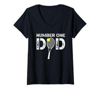 Womens Mens Number One Dad Tennis Dad from Son Daughter V-Neck T-Shirt