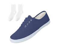 Womens Mens Plimsoles LACE UP Flat Pumps Plimsolls Canvas Slip-On Sneakers UK Sales UK 8 New Blue