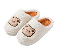 Women's Men's Plush Slippers - Men Women Couples Winter Home Indoor Slippers Non-Slip Mules House Slippers Cute Felt Slippers Couples Slippers Comfortable Plush Slippers, White, 9 UK